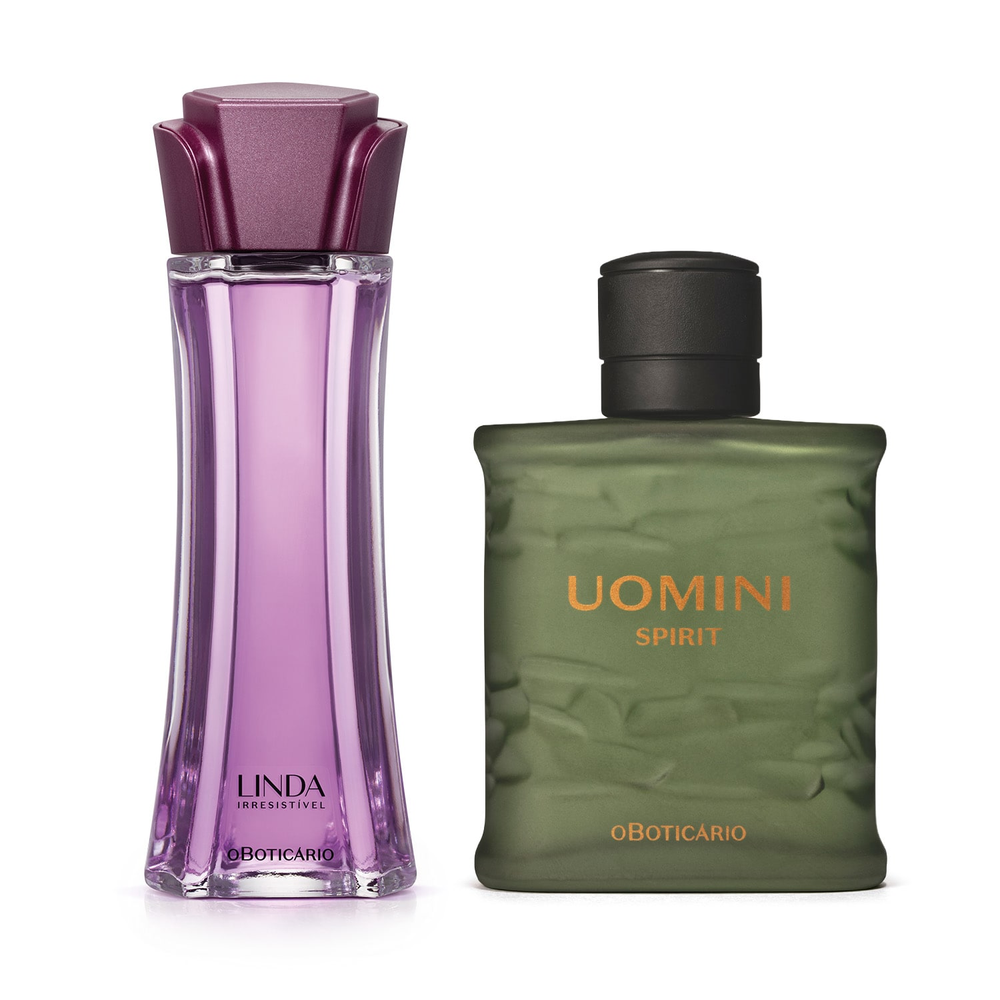 Combo Perfumaria Masculina e Feminina: Uomini Spirit 100ml + Linda Irresistível 100ml Combo Perfumaria Masculina e Feminina: Uomini Spirit 100ml + Linda Irresistível 100ml