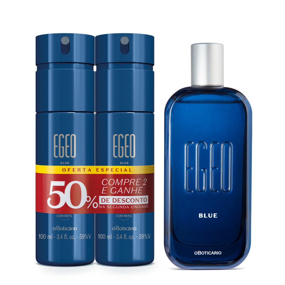 Combo Egeo Blue: Desodorante Colônia 90ml + Kit Body Spray Combo Egeo Blue: Desodorante Colônia 90ml + Kit Body Spray