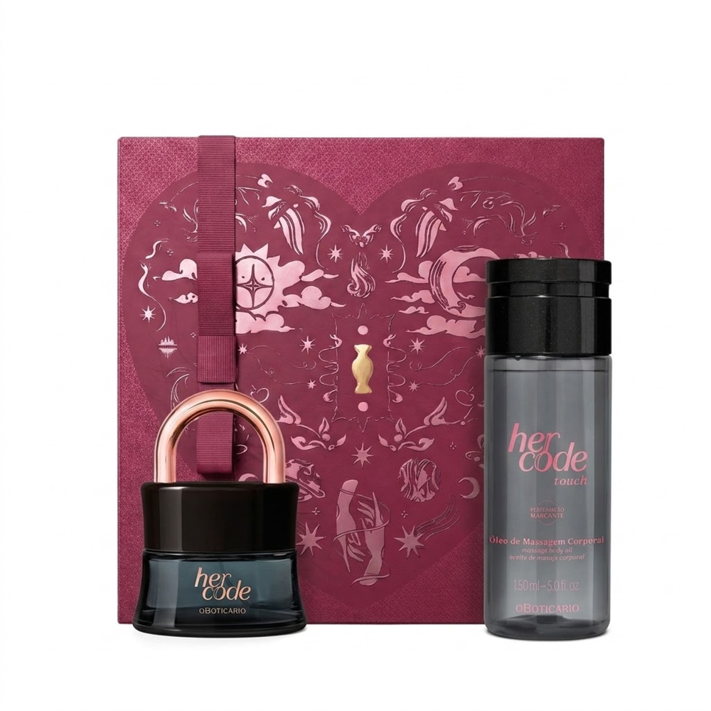 Combo Presente Dia Dos Namorados Her Code: Eau de Parfum 50ml + Óleo De Massagem Corporal Touch 150ml