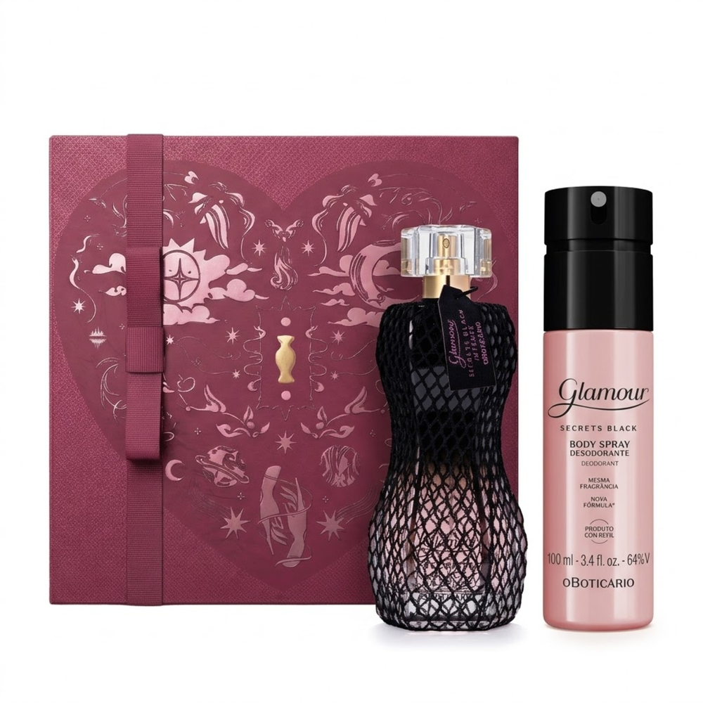 Combo Presente Dia Dos Namorados Glamour Secret Black: Desodorante Colônia Intense 75ml + Body Spray 100ml Combo Presente Dia Dos Namorados Glamour Secret Black: Desodorante Colônia Intense 75ml + Body Spray 100ml