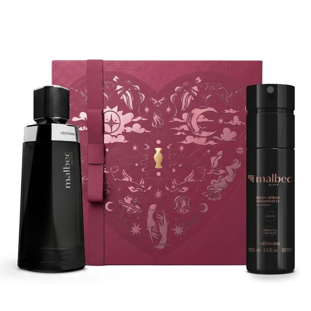 Combo Presente Dia dos Namorados Malbec Black: Desodorante Colônia 100ml + Body Spray 100ml Combo Presente Dia dos Namorados Malbec Black: Desodorante Colônia 100ml + Body Spray 100ml