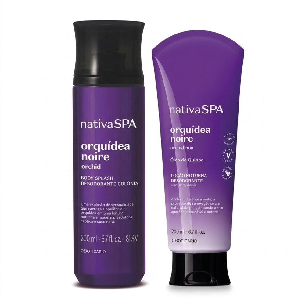 Combo Nativa Spa Orquídea Noire: Body Splash 200ml + Loção Corporal 200ml Combo Nativa Spa Orquídea Noire: Body Splash 200ml + Loção Corporal 200ml