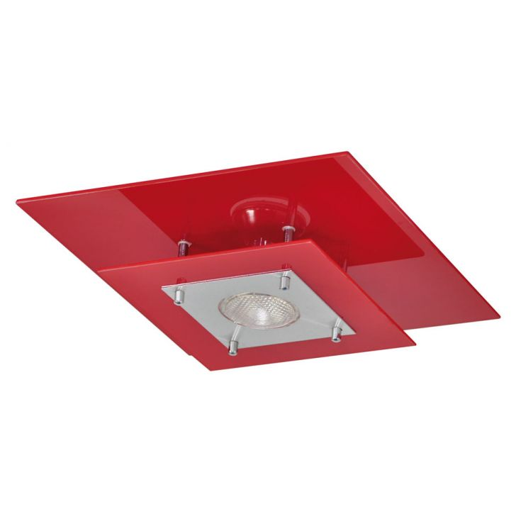 Plafon Palladium Vermelho Quadrado 1 Lâmpada Plafon Palladium Vermelho Quadrado 1 Lâmpada