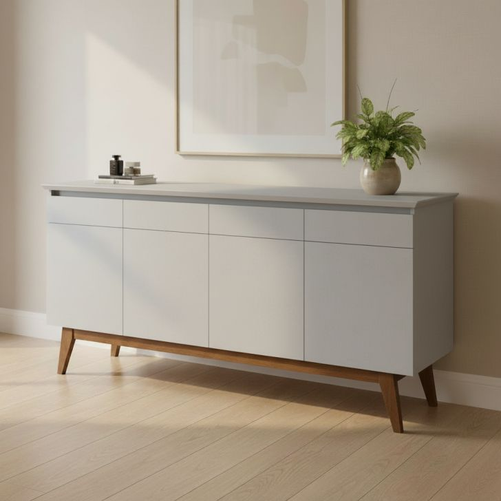 Buffet Aparador Mazza 4 Portas Branco