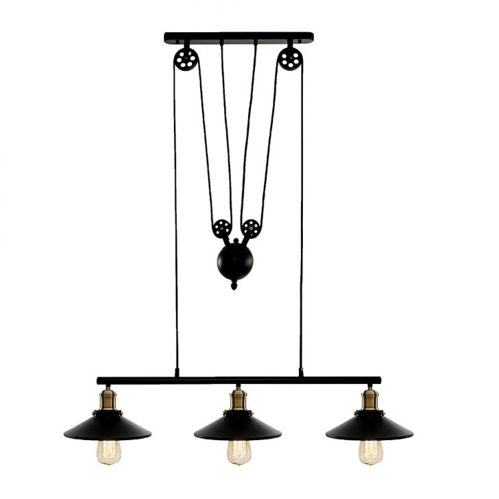 Pendente Retrô Industrial 3 Lâmpadas Preto Pendente Retrô Industrial 3 Lâmpadas Preto