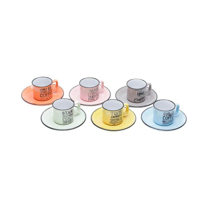 Kit Xícaras Com 6 Peças Coffee Coloridas 80 Ml Kit Xícaras Com 6 Peças Coffee Coloridas 80 Ml