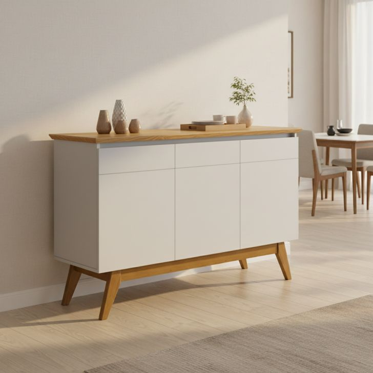 Buffet Aparador Mazza 3 Portas Branco E Cedro Buffet Aparador Mazza 3 Portas Branco E Cedro