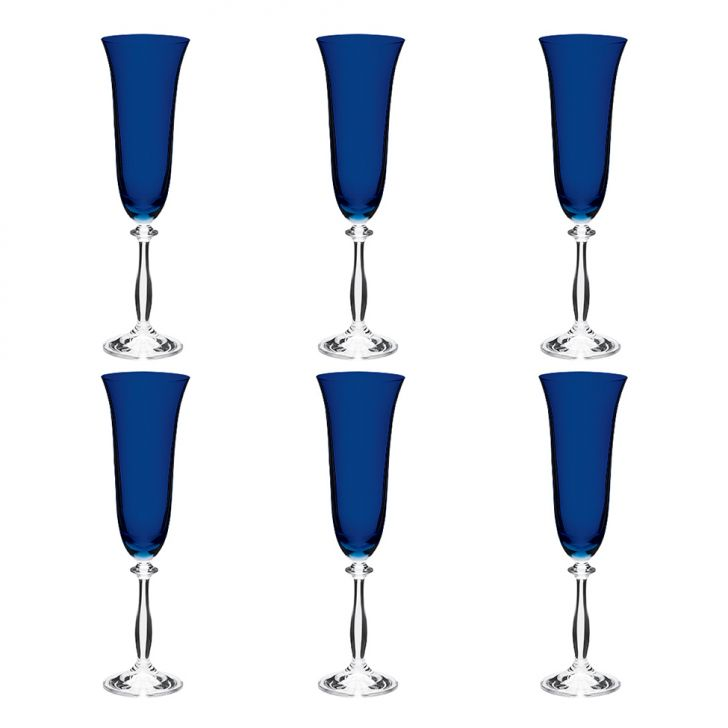 Jogo De Taças Para Champanhe 6 Taças Angela Azul Jogo De Taças Para Champanhe 6 Taças Angela Azul