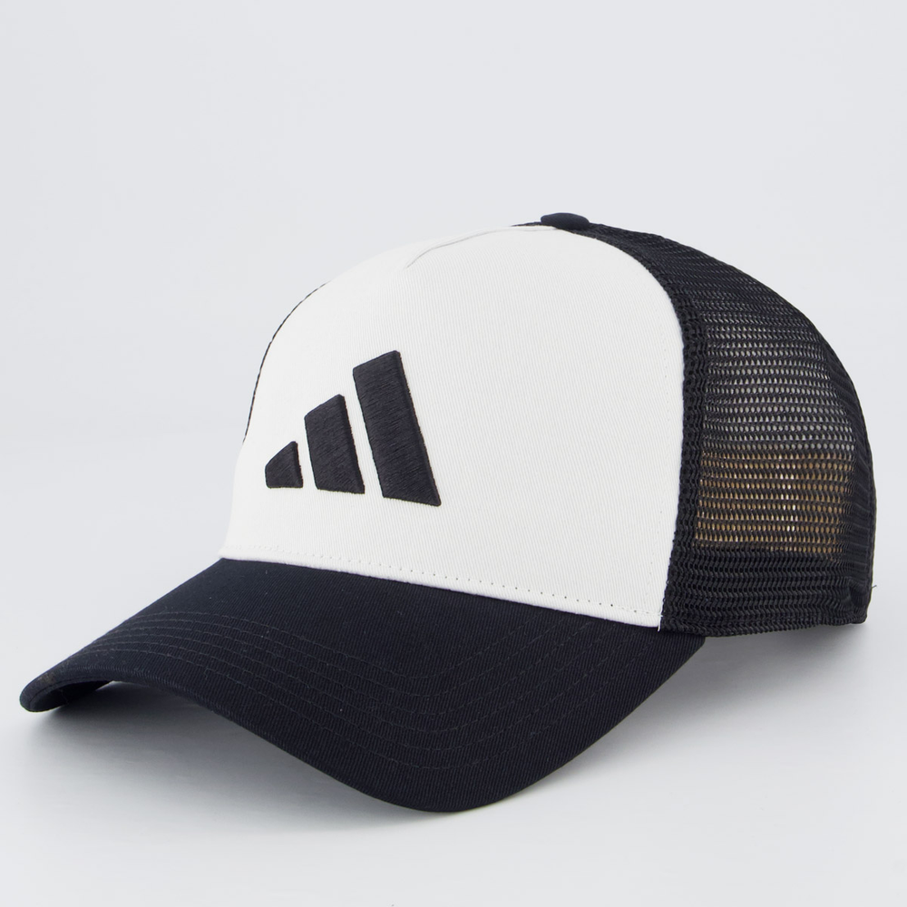 Boné Adidas Trucker Flatbrim Ring Branco e Preto