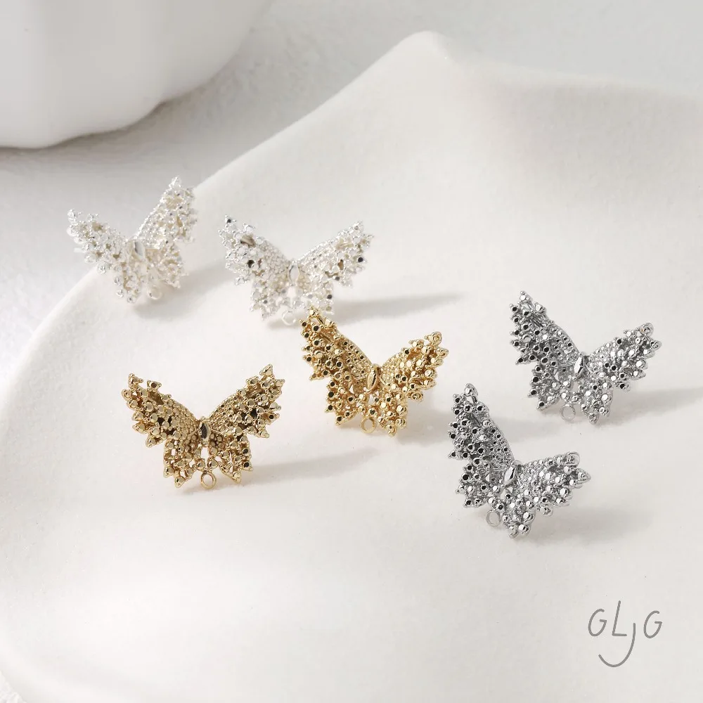 2PCS butterfly Design Ear Studs Brass Jewelry Findings Making Diy Earrings Supplies 14k Gold Plated Accessories 16*24mm 2PCS butterfly Design Ear Studs Brass Jewelry Findings Making Diy Earrings Supplies 14k Gold Plated Accessories 16*24mm