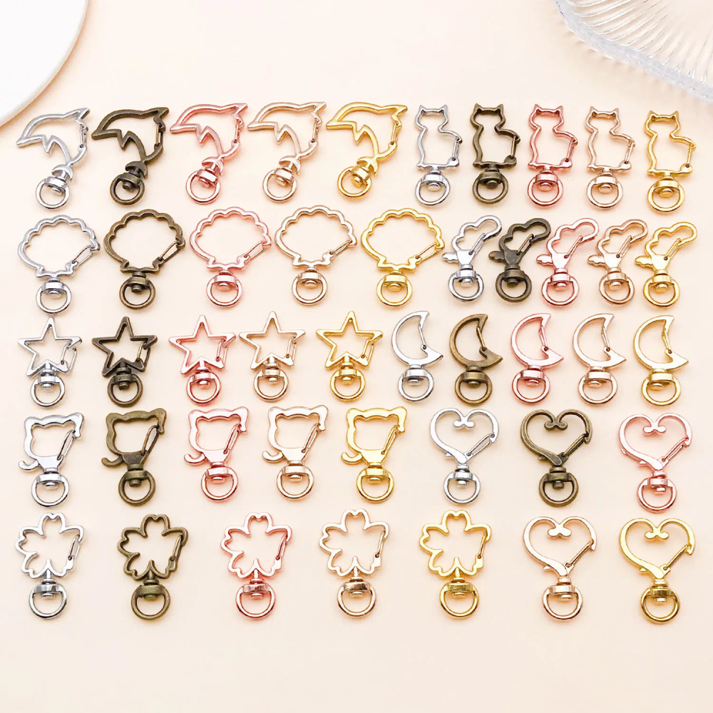 5pcs/lot Heart Star Moon Cat Dog Shell Dolphins Flowers Charms Lobster Clasps Hook For DIY Key Chain Jewelry Making Supplies 5pcs/lot Heart Star Moon Cat Dog Shell Dolphins Flowers Charms Lobster Clasps Hook For DIY Key Chain Jewelry Making Supplies