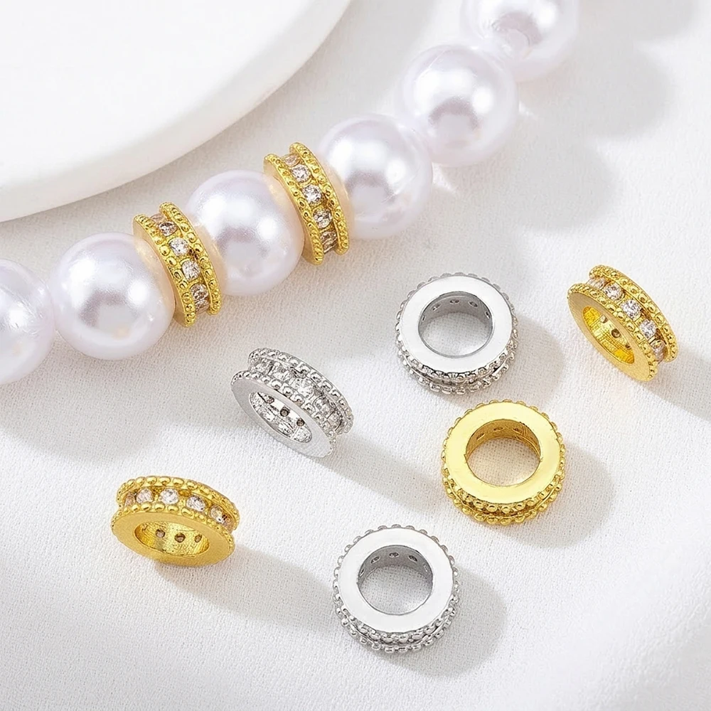 2pcs 4pcs 8pcs 18K Gold Plated Brass with Zircon Round Spacer Beads For Beading Metal Separator Bead DIY Jewelry Making Supplies 2pcs 4pcs 8pcs 18K Gold Plated Brass with Zircon Round Spacer Beads For Beading Metal Separator Bead DIY Jewelry Making Supplies