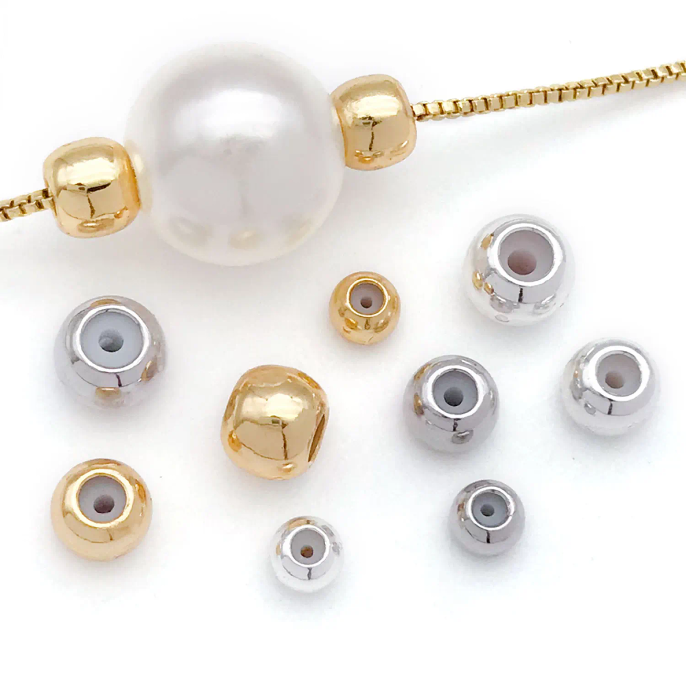 10pcs 3/4/5mm 18K Real Gold Plated Brass Positioning Beads, Silicone Beads For DIY Bracelet Necklace Jewelry Making Accessories 10pcs 3/4/5mm 18K Real Gold Plated Brass Positioning Beads, Silicone Beads For DIY Bracelet Necklace Jewelry Making Accessories