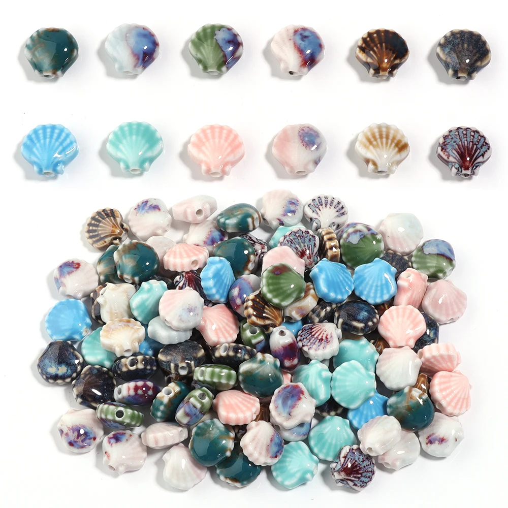 5pcs/lot Shell Ceramic Beads Colorful Floral Glaze Loose Spaced Porcelain Beads For DIY Earrings Bracelet Jewelry Accessories 5pcs/lot Shell Ceramic Beads Colorful Floral Glaze Loose Spaced Porcelain Beads For DIY Earrings Bracelet Jewelry Accessories
