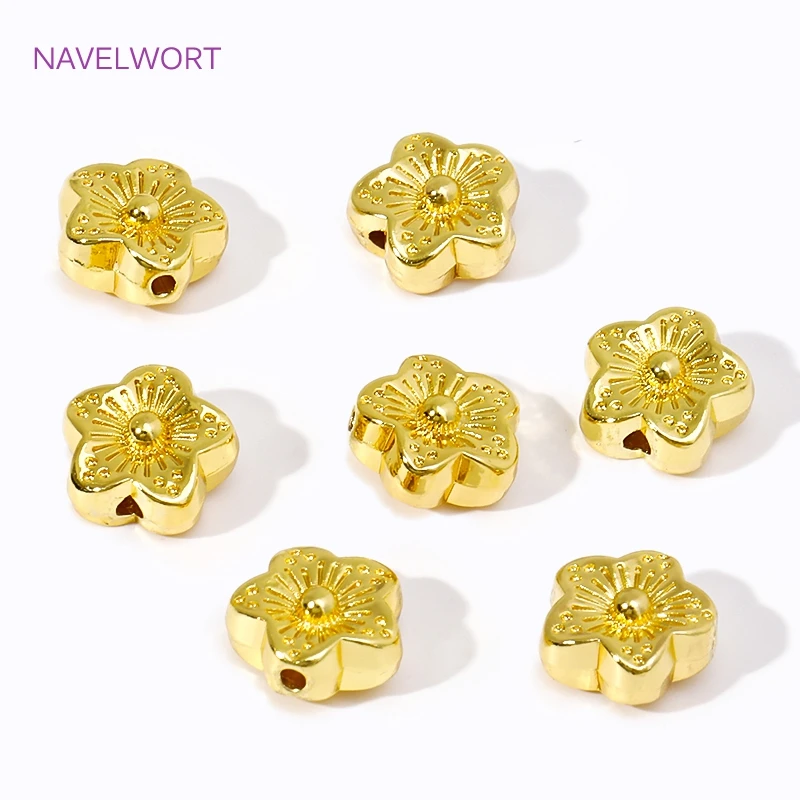 Beads Separator 18K Gold Plated Brass Plum Pattern Spacer Beads For Bracelet Making Accessories,DIY Jewelry Making Findings Beads Separator 18K Gold Plated Brass Plum Pattern Spacer Beads For Bracelet Making Accessories,DIY Jewelry Making Findings