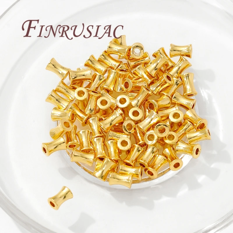 18K Gold Plated Brass Tube Beads For Bracelets,Spacer Beads For Jewelry Making,DIY Accessories,Separators For Bead