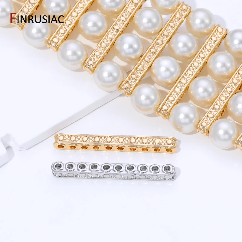 14K Gold Plated Brass Zircon Beads Separators,Multiple Rows Separator Spacer Bars For DIY Bracelet Jewelry Making Accessories 14K Gold Plated Brass Zircon Beads Separators,Multiple Rows Separator Spacer Bars For DIY Bracelet Jewelry Making Accessories
