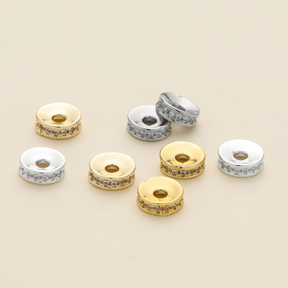 1Piece 4/6/8mm 14/18K Gold Color Plated Zircon Wheel Bracelets Spacer Beads for DIY Necklace Jewelry Making Accessories 1Piece 4/6/8mm 14/18K Gold Color Plated Zircon Wheel Bracelets Spacer Beads for DIY Necklace Jewelry Making Accessories