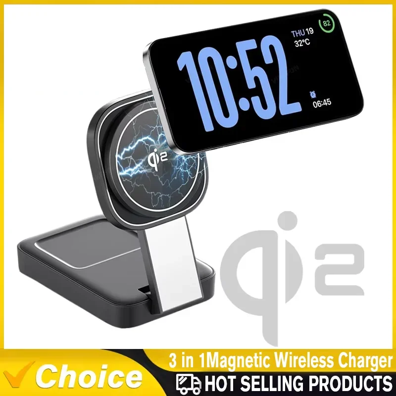 Qi2 15W Magnetic Wireless Charger Stand 3-in-1 Charging Stand For iPhone 16 15 14 Apple Watch AirPods For MagSafe Fast Charger Qi2 15W Magnetic Wireless Charger Stand 3-in-1 Charging Stand For iPhone 16 15 14 Apple Watch AirPods For MagSafe Fast Charger