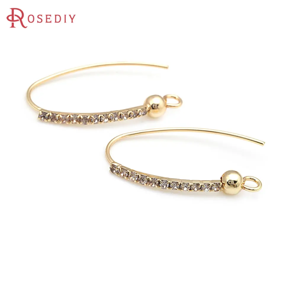 4PCS 18K Gold Color Brass with Zircon Earrings Hooks Women's Earrings High Quality Diy Accessories Rosediy official-website 4PCS 18K Gold Color Brass with Zircon Earrings Hooks Women's Earrings High Quality Diy Accessories Rosediy official-website