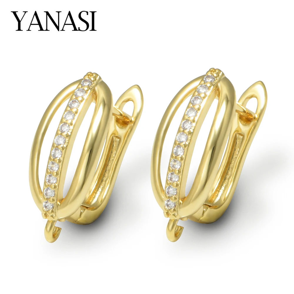 1 Pair 18K Gold Plated Brass CZ Women Earrings Accessories for DIY Handmade Anti Allergy Jewelry Findings 1 Pair 18K Gold Plated Brass CZ Women Earrings Accessories for DIY Handmade Anti Allergy Jewelry Findings