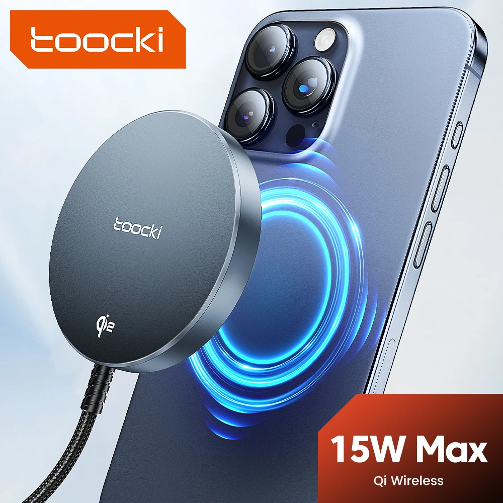 Toocki 15W Qi2.0 Fast ChargingWireless Magnetic Charger Lightweight For iPhone 16 15 14 13 12 pro Max - Wireless Charging Stand
