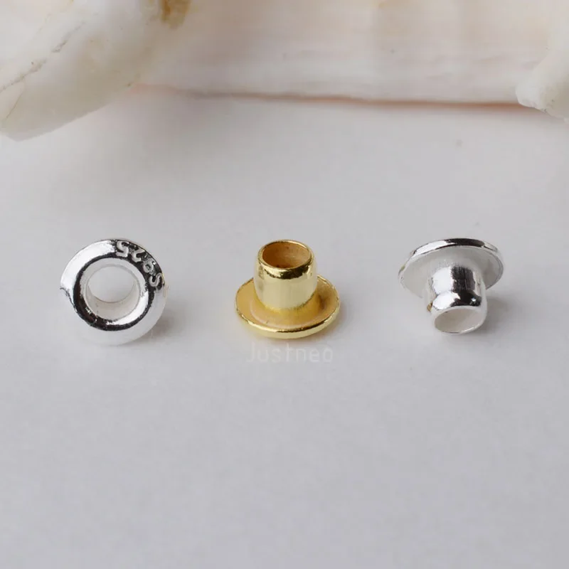 925 Sterling Silver Grommet Eyelet Rivet for Big Hole Beads, silver Round Eyelets Grommets for Jewelry Making DIY Accessories 925 Sterling Silver Grommet Eyelet Rivet for Big Hole Beads, silver Round Eyelets Grommets for Jewelry Making DIY Accessories