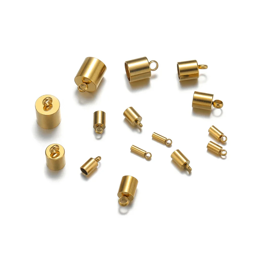 20pcs 18K Gold Stainless Steel Bucket Rope Caps Crimp End Caps for DIY Jewelry Findings Bracelet Necklace Components Wholesale 20pcs 18K Gold Stainless Steel Bucket Rope Caps Crimp End Caps for DIY Jewelry Findings Bracelet Necklace Components Wholesale