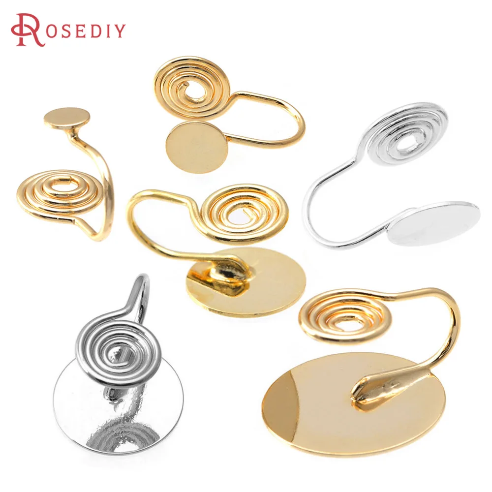 10PCS 4MM~14MM 18K Gold Color Brass with Trays Bezels Settings Earrings Clips High Quality Diy Women's Earrings Jewelry Making 10PCS 4MM~14MM 18K Gold Color Brass with Trays Bezels Settings Earrings Clips High Quality Diy Women's Earrings Jewelry Making
