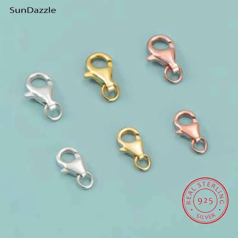 2pcs Genuine Real Pure Solid 925 Sterling Silver Lobster Buckle Clasps Claw Gold Buckles Connector Jewelry Making Findings 2pcs Genuine Real Pure Solid 925 Sterling Silver Lobster Buckle Clasps Claw Gold Buckles Connector Jewelry Making Findings