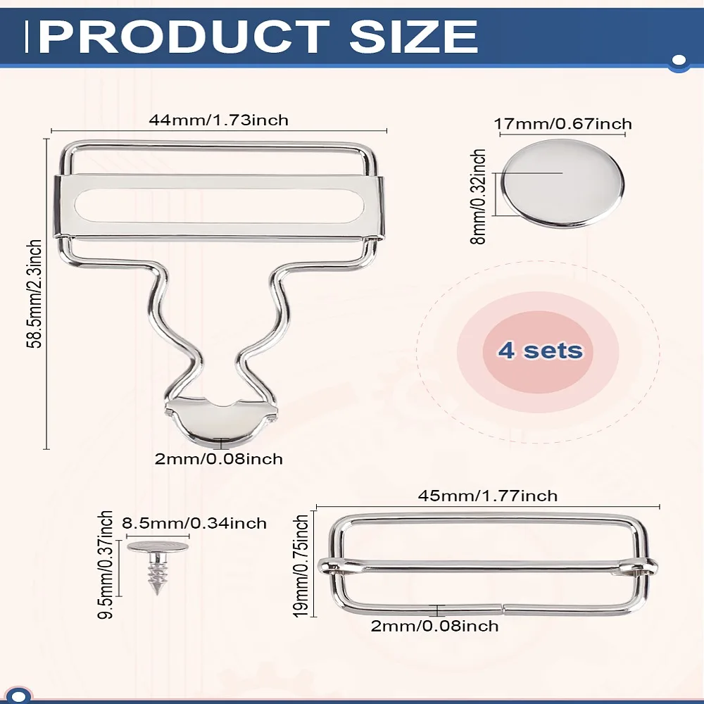 1set 4sets Adjustable Iron Buckle For Bib Pants 58.5x44x2mm 1set 4sets Adjustable Iron Buckle For Bib Pants 58.5x44x2mm