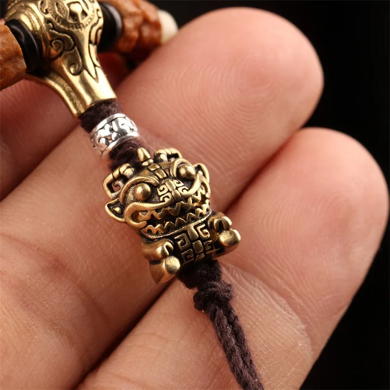 Tibetan Wenwan Brass Small Taotie Back Cloud Pendant DIY Accessory for Vajra Star Moon Bodhi Beads Unisex Handmade Daily Wear Tibetan Wenwan Brass Small Taotie Back Cloud Pendant DIY Accessory for Vajra Star Moon Bodhi Beads Unisex Handmade Daily Wear