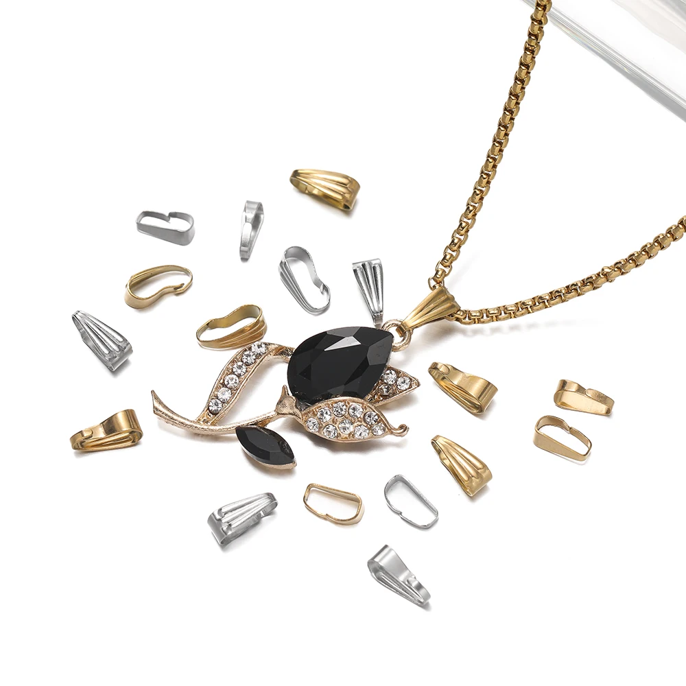 50Pcs/Pack Stainless Steel Buckle Clasp Charm Connectors Clip Pinch Bail Clasp for Necklace DIY Jewelry Making Accessories 50Pcs/Pack Stainless Steel Buckle Clasp Charm Connectors Clip Pinch Bail Clasp for Necklace DIY Jewelry Making Accessories
