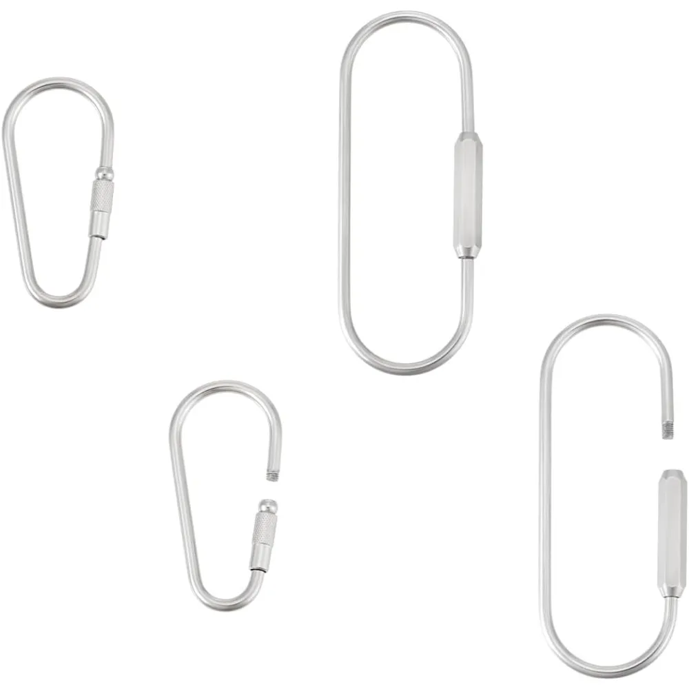 4pcs 2 Styles 304 Stainless Steel Screw Carabiner Lock Clasps Metal Screw Locking Keychain Carabiner Clasps Oval Keychain kit 4pcs 2 Styles 304 Stainless Steel Screw Carabiner Lock Clasps Metal Screw Locking Keychain Carabiner Clasps Oval Keychain kit