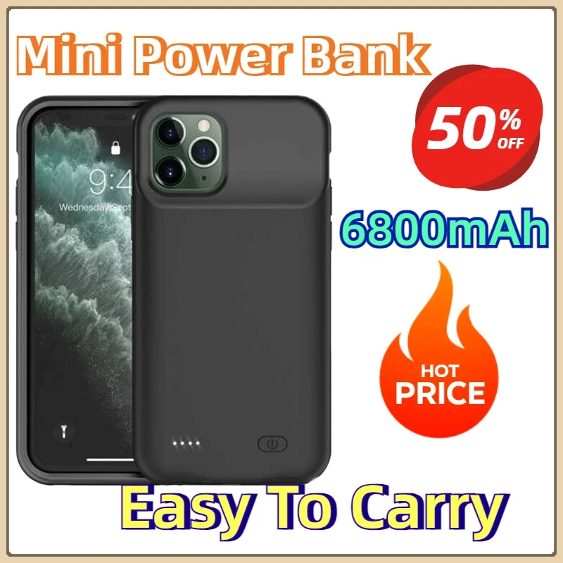 For IPhone 15 Pro Max 13 14 Pro 12 Mini Power Bank Charging Power Case For IPhone SE2 3 6800mAh Battery Case