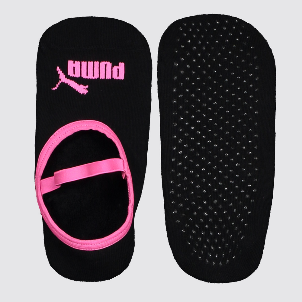 Meia Puma Pilates Feminina Preta e Pink Meia Puma Pilates Feminina Preta e Pink