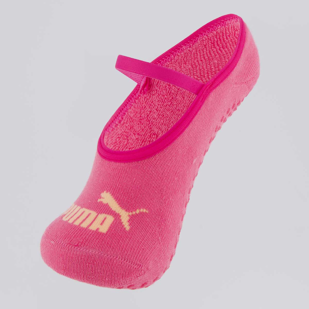 Meia Puma Pilates Feminina Rosa e Laranja Meia Puma Pilates Feminina Rosa e Laranja
