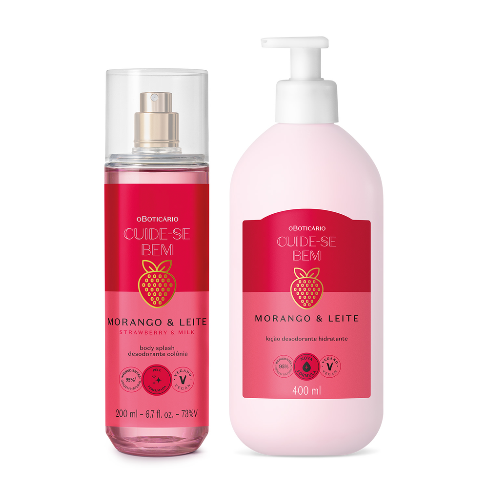 Combo Cuide-se Bem Morango e Leite: Loção Corporal 400ml + Body Splash 200ml Combo Cuide-se Bem Morango e Leite: Loção Corporal 400ml + Body Splash 200ml