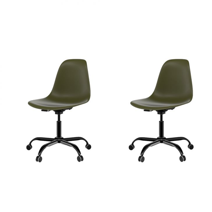 Conjunto Com 2 Cadeiras De Escritório Secretária Eames Office Musgo E Preto Conjunto Com 2 Cadeiras De Escritório Secretária Eames Office Musgo E Preto