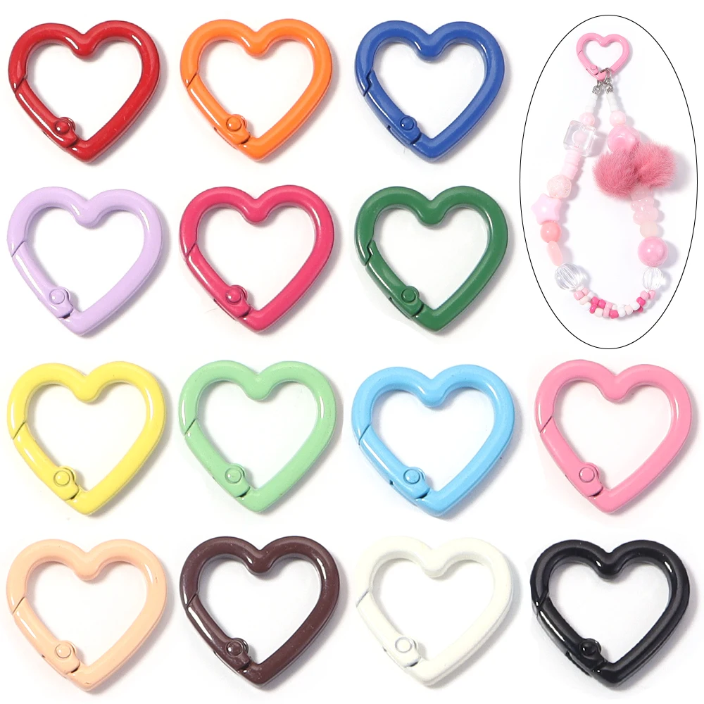 5pcs Alloy Heart Spring Clasps Snap Hooks Carabiner Keychain Clips Dolls/Label Connector For Jewelry Making DIY Accessories 5pcs Alloy Heart Spring Clasps Snap Hooks Carabiner Keychain Clips Dolls/Label Connector For Jewelry Making DIY Accessories