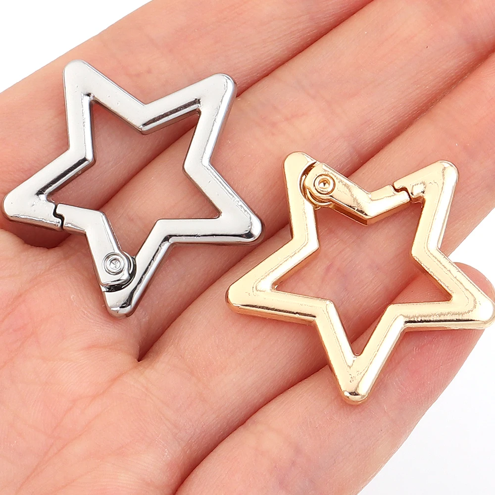 5pcs/lot Alloy Hollow Star Shaped Spring Clasp Carabiner Keychain Bag Clip Hook Dog Chain Buckle Connector DIY Jewelry Making 5pcs/lot Alloy Hollow Star Shaped Spring Clasp Carabiner Keychain Bag Clip Hook Dog Chain Buckle Connector DIY Jewelry Making