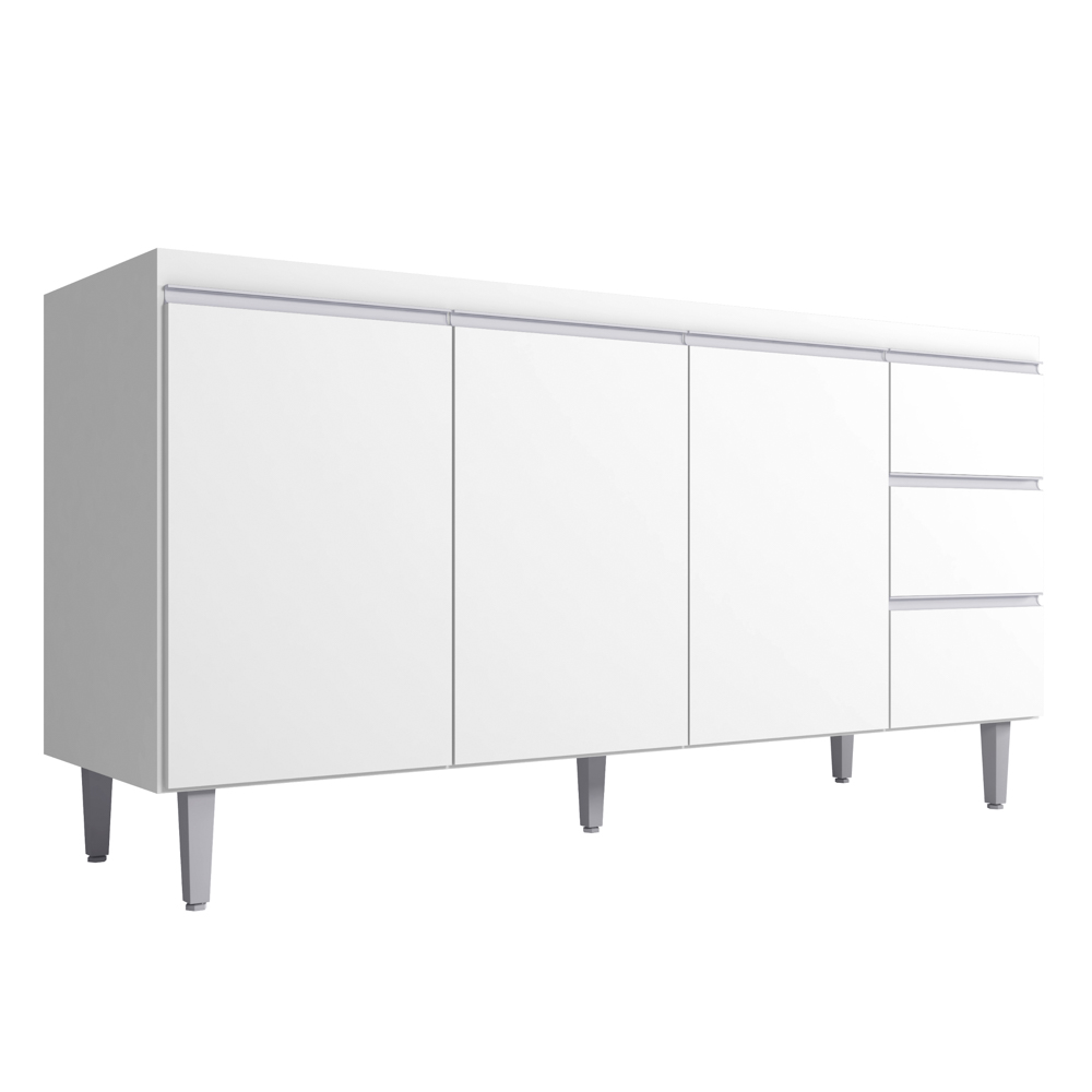 Balcão Gabinete Para Pia 160cm com Tampo 3 Portas Andréia Branco - AJL Móveis Balcão Gabinete Para Pia 160cm com Tampo 3 Portas Andréia Branco - AJL Móveis