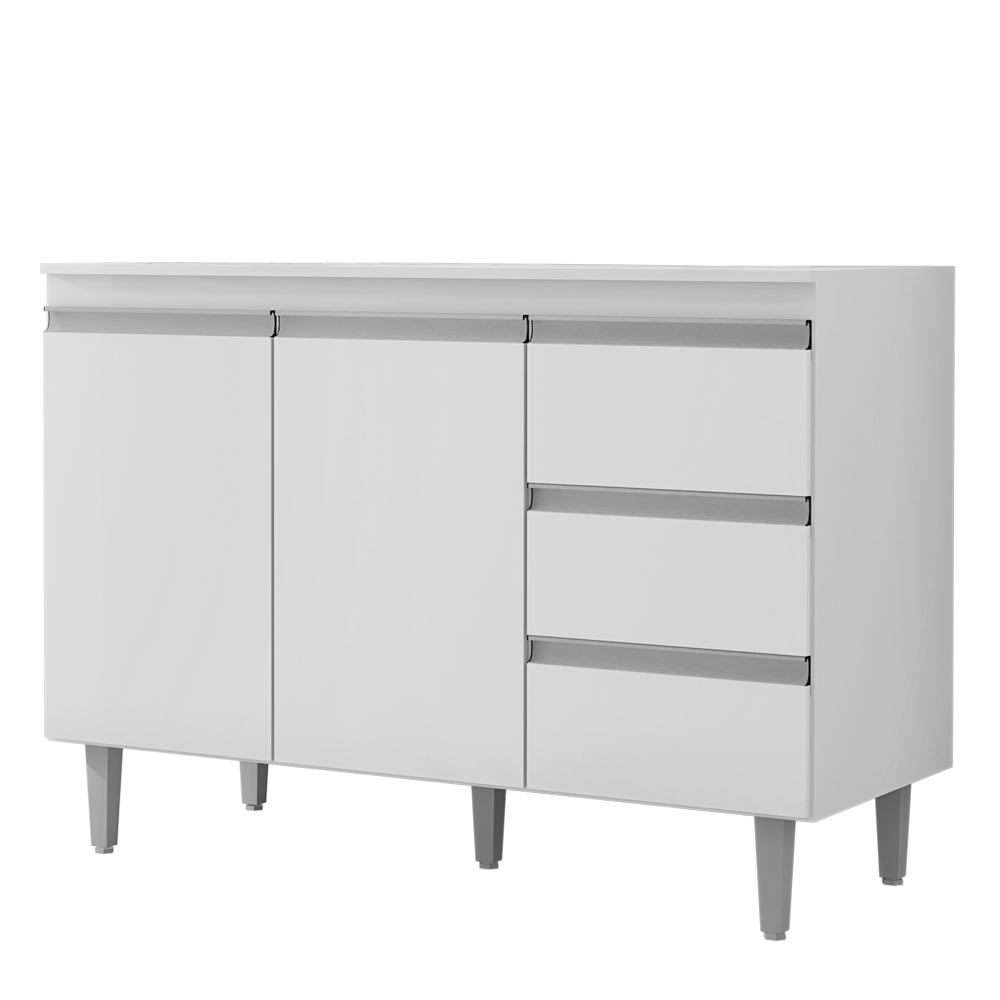 Balcão Gabinete Para Pia 120cm com Tampo 2 Portas Andréia Branco - AJL Móveis Balcão Gabinete Para Pia 120cm com Tampo 2 Portas Andréia Branco - AJL Móveis