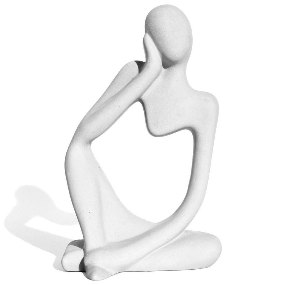 Estatua Decorativa Pensadora Alice 12,5cm Artesanal Em Cimento - Branco Estatua Decorativa Pensadora Alice 12,5cm Artesanal Em Cimento - Branco