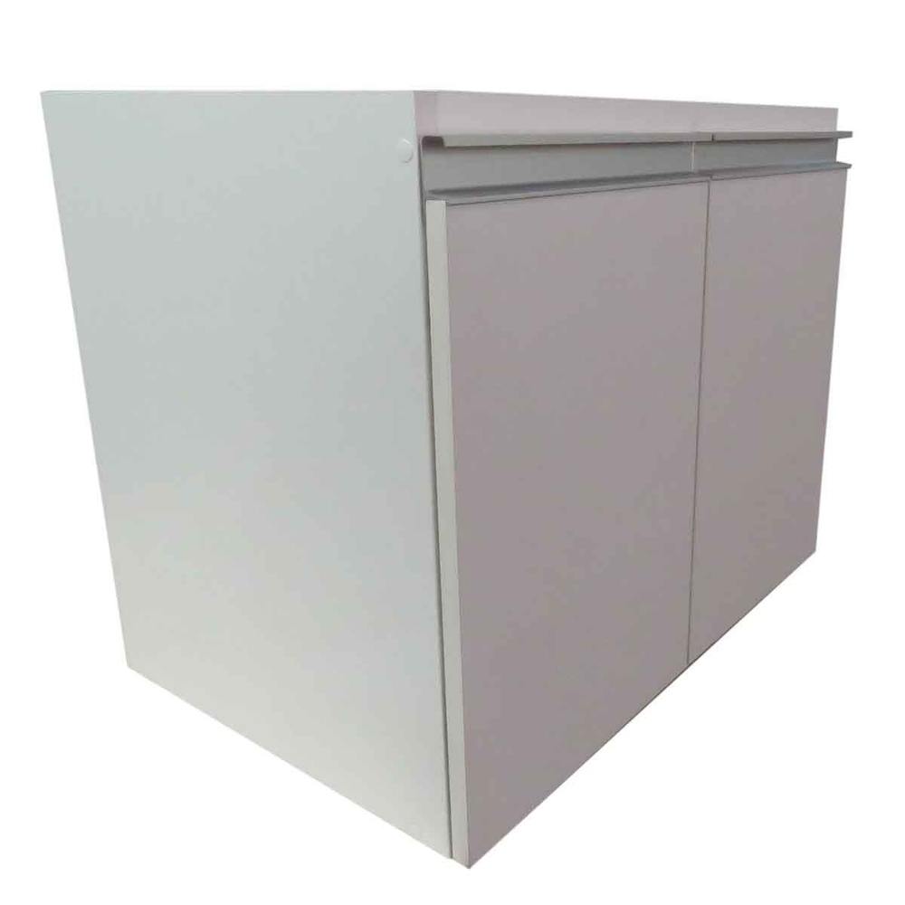 Armário Banheiro Gabinete Suspenso MDF Branco Portas de Giro Armário Banheiro Gabinete Suspenso MDF Branco Portas de Giro
