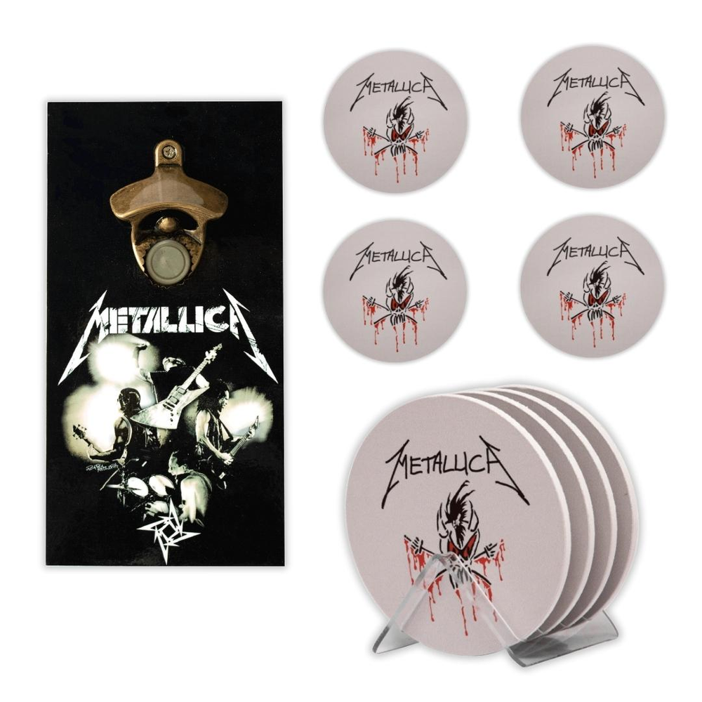Kit 4 Porta Copos Metallica C/ Suporte + Abridor de Garrafas Kit 4 Porta Copos Metallica C/ Suporte + Abridor de Garrafas