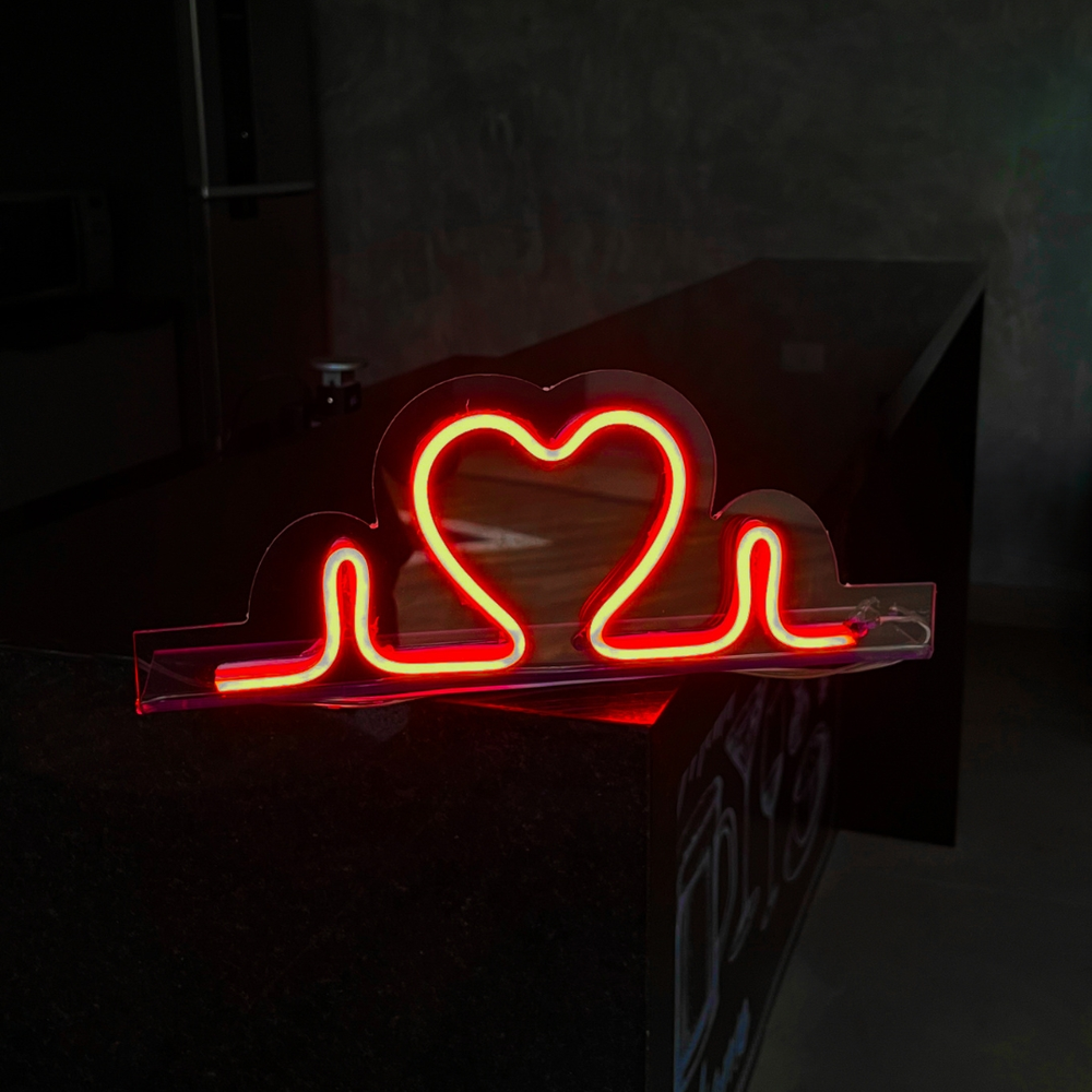 Painel Neon Led Coração Letreiro de Mesa Decoração Acrílico Painel Neon Led Coração Letreiro de Mesa Decoração Acrílico