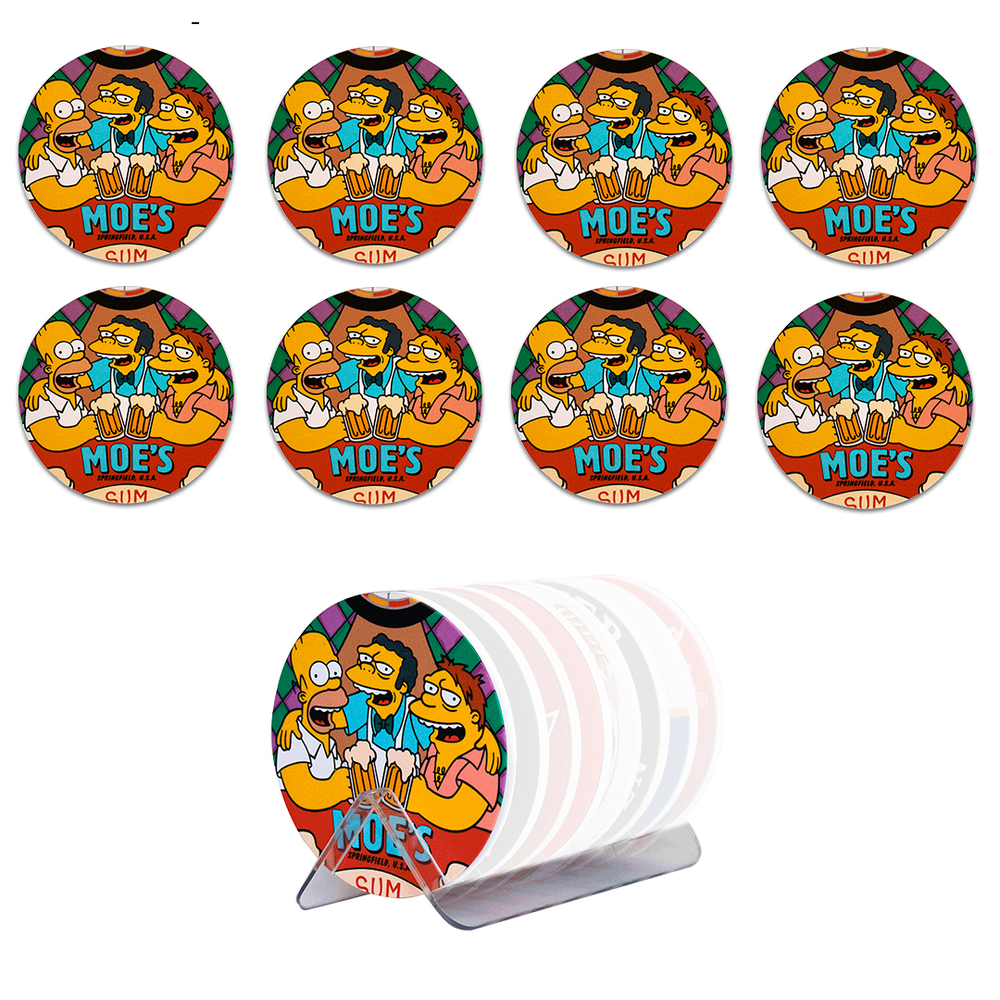 Kit 8 Bolachas Porta Copos Em Plástico Simpson Com Suporte Kit 8 Bolachas Porta Copos Em Plástico Simpson Com Suporte