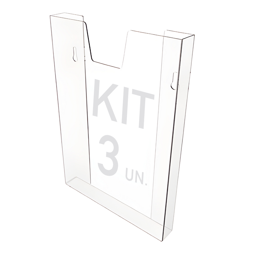 Kit 3 Displays Porta Folha Prontuário Parede A4 Acrílico Ps Kit 3 Displays Porta Folha Prontuário Parede A4 Acrílico Ps