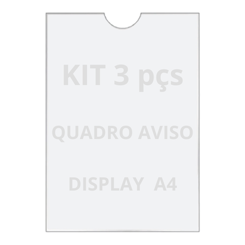Quadro De Aviso A4 Display De Parede Acrílico Ps Kit 3 Peças Quadro De Aviso A4 Display De Parede Acrílico Ps Kit 3 Peças